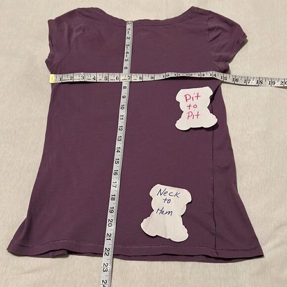 Loft szS pretty purple cap sleeve flower detail and decorative stitching EUC - Picture 8 of 8